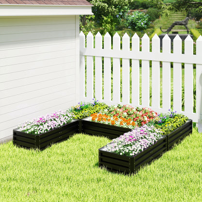 Raised Steel Garden Beds Set of 5 Large Planters