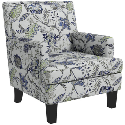 Mid-Century Accent Armchair Floral Pattern Nailhead Trim