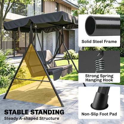 Patio Swing 3 Seater with Adjustable Canopy