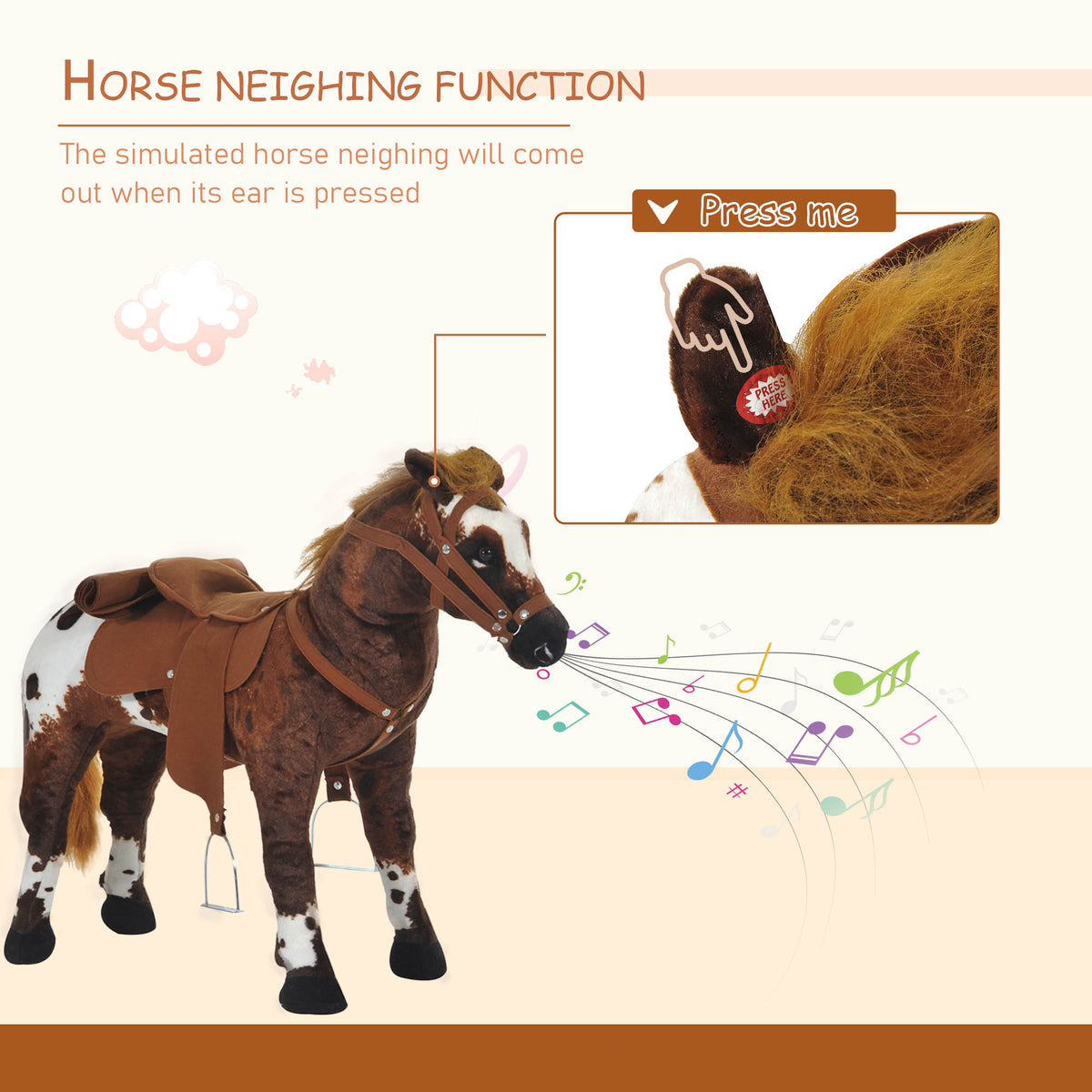 Caballo de peluche de pie para niños