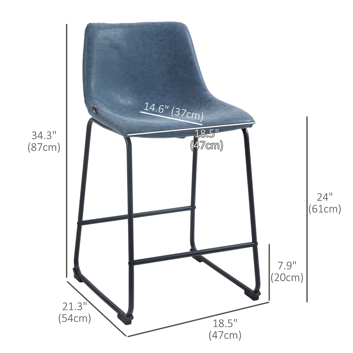 Bar stools counter height set of 2