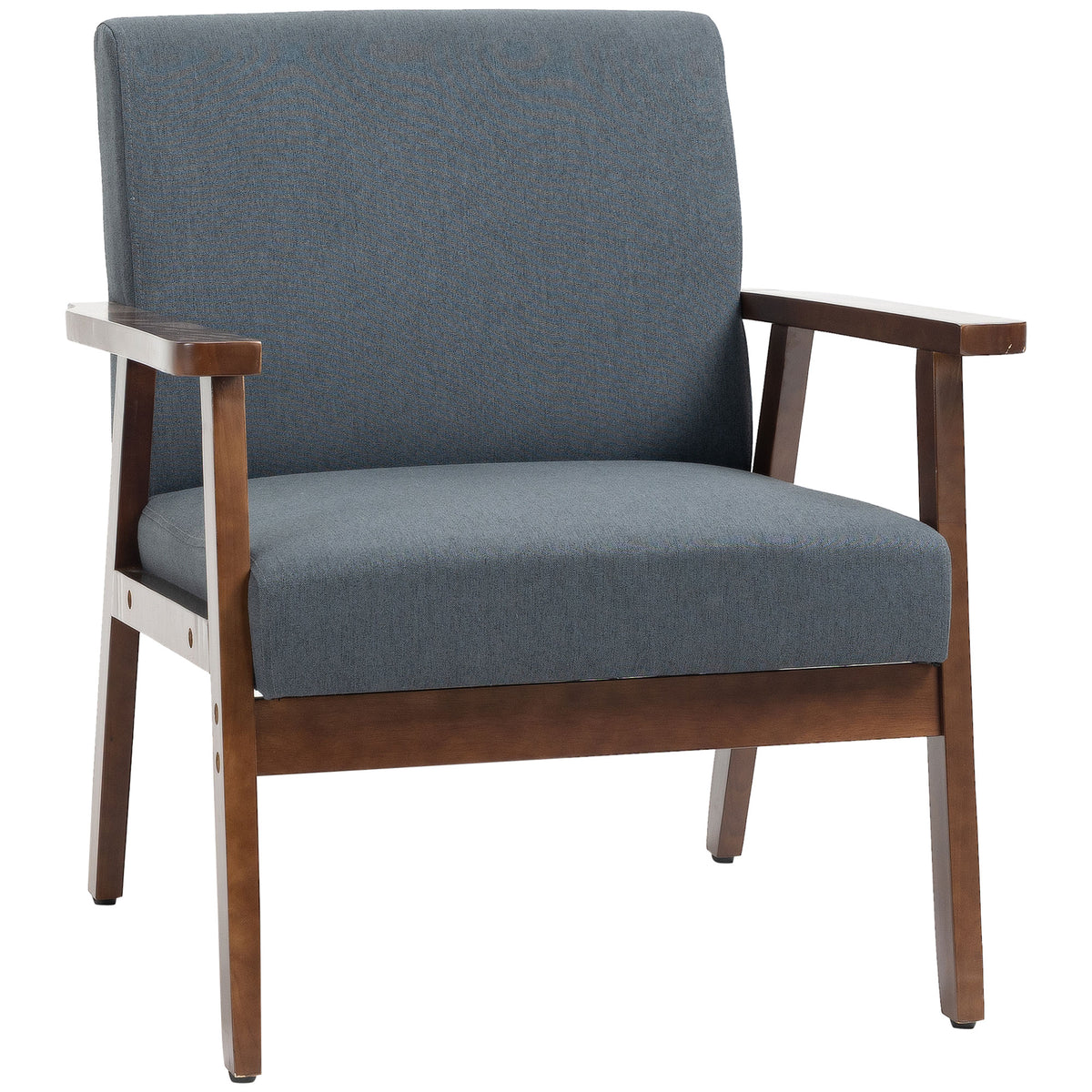 Sillón auxiliar acolchado con reposabrazos de madera