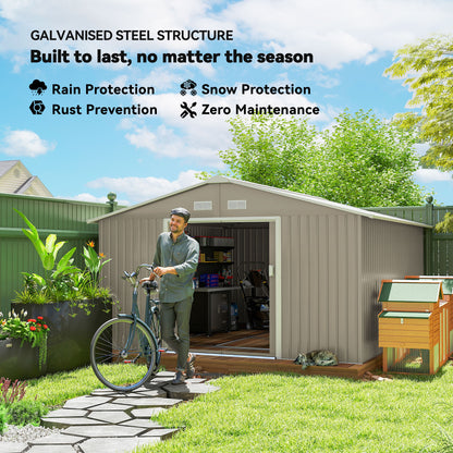 Galvanized Steel Garden Shed with Double Sliding Door