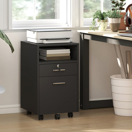 2-Drawer Mobile Filing Cabinet with Lock and Wheels