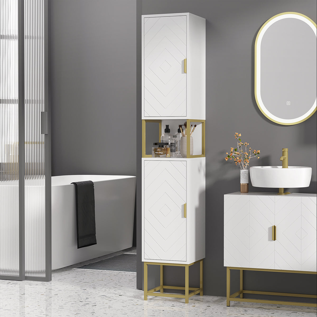 Armario de baño alto moderno estrecho