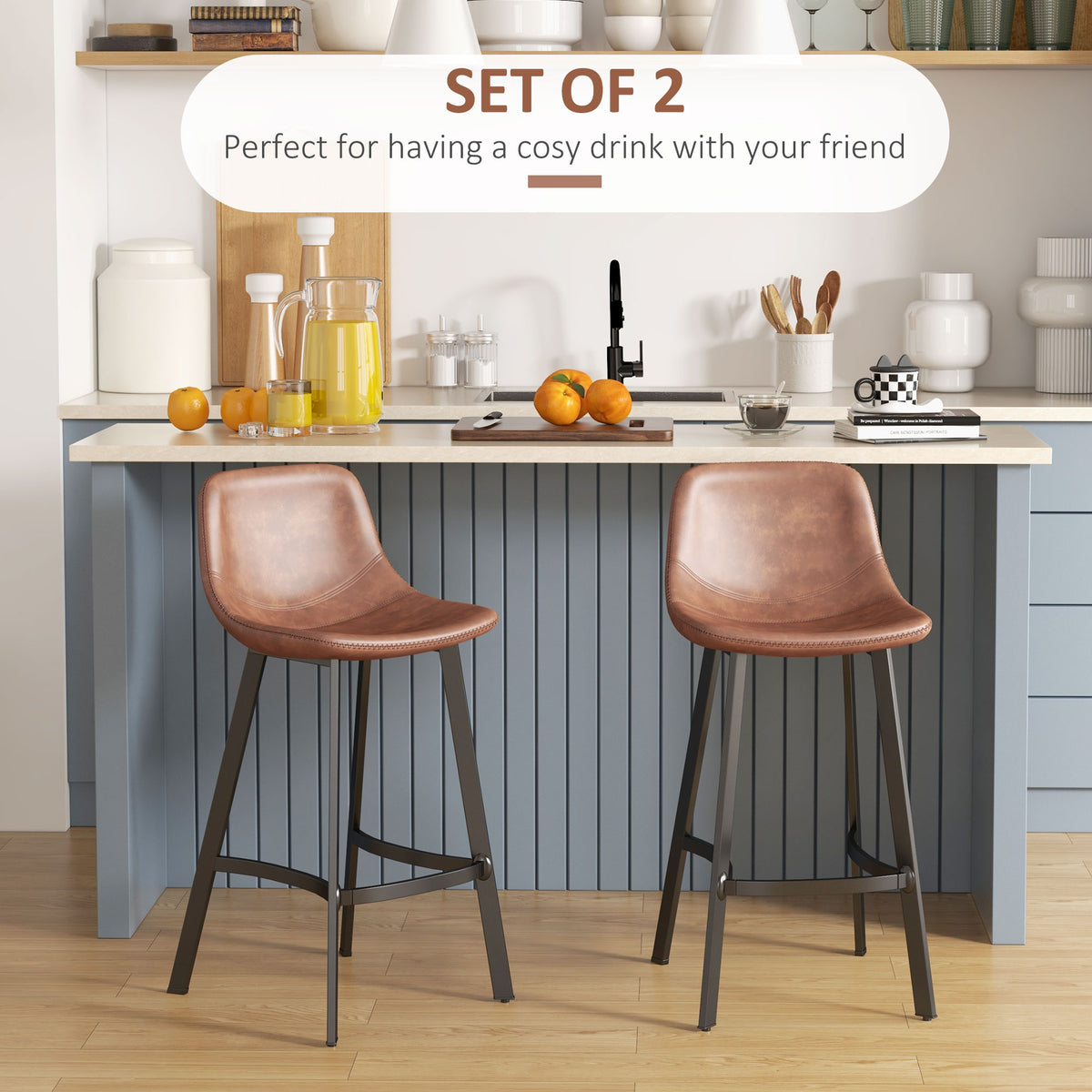 Counter Height Stools with Back — Set of 2