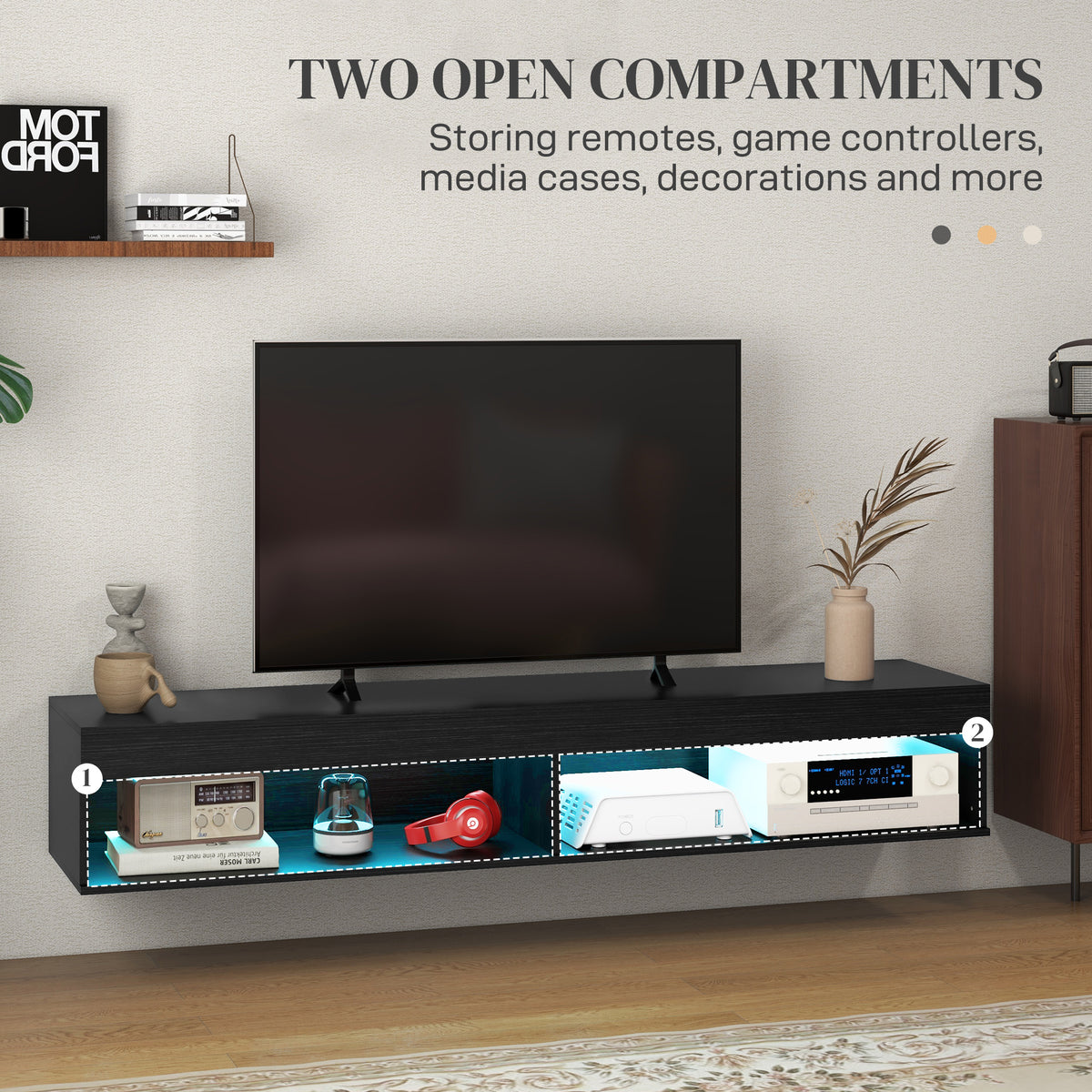 Mueble de TV flotante de pared con luces LED