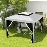 Toldo de jardín de 3x3 m con doble techo y mosquitera