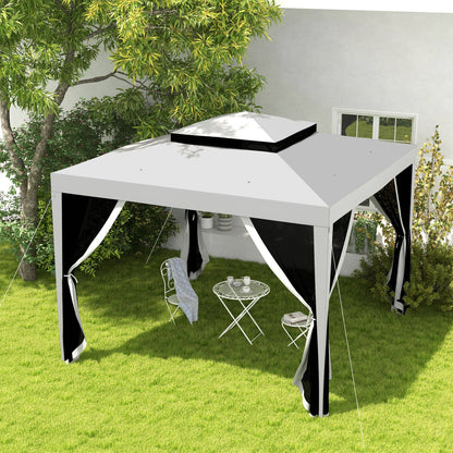 Toldo de jardín de 3x3 m con doble techo y mosquitera