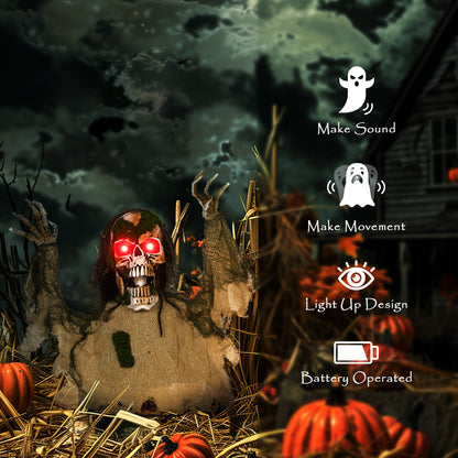 Animated Halloween Skeleton with Glowing LED Eyes