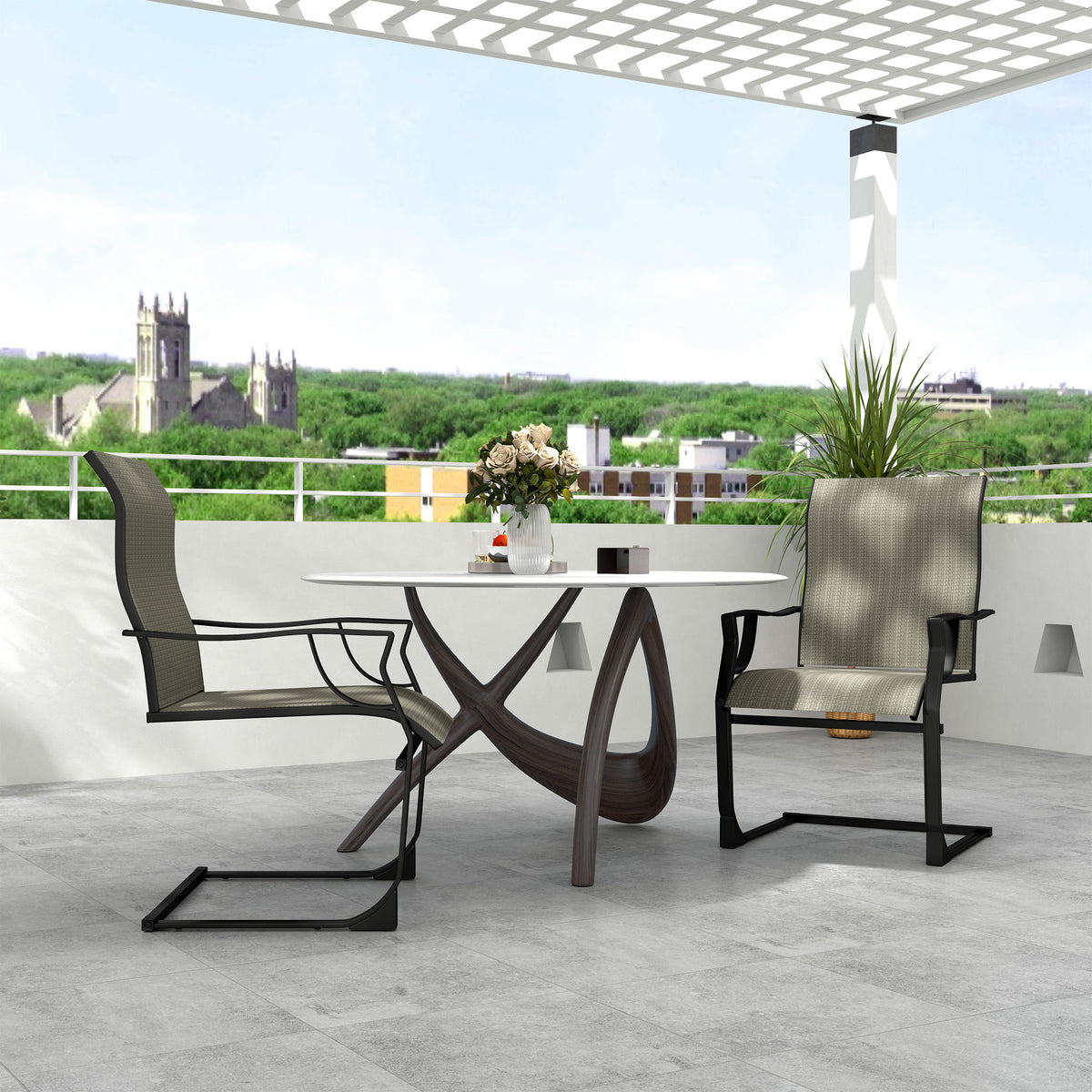 C Spring Patio Chairs High Backrest Set of 2