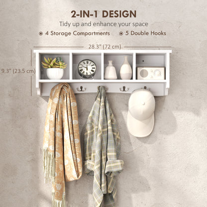 Wall Coat Rack with Shelf and 5 Hooks
