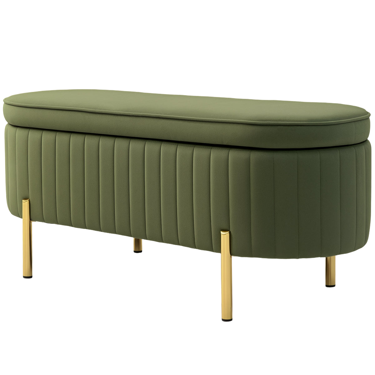 Channel Tufted Storage Bench with Golden Legs