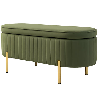 Channel Tufted Storage Bench with Golden Legs