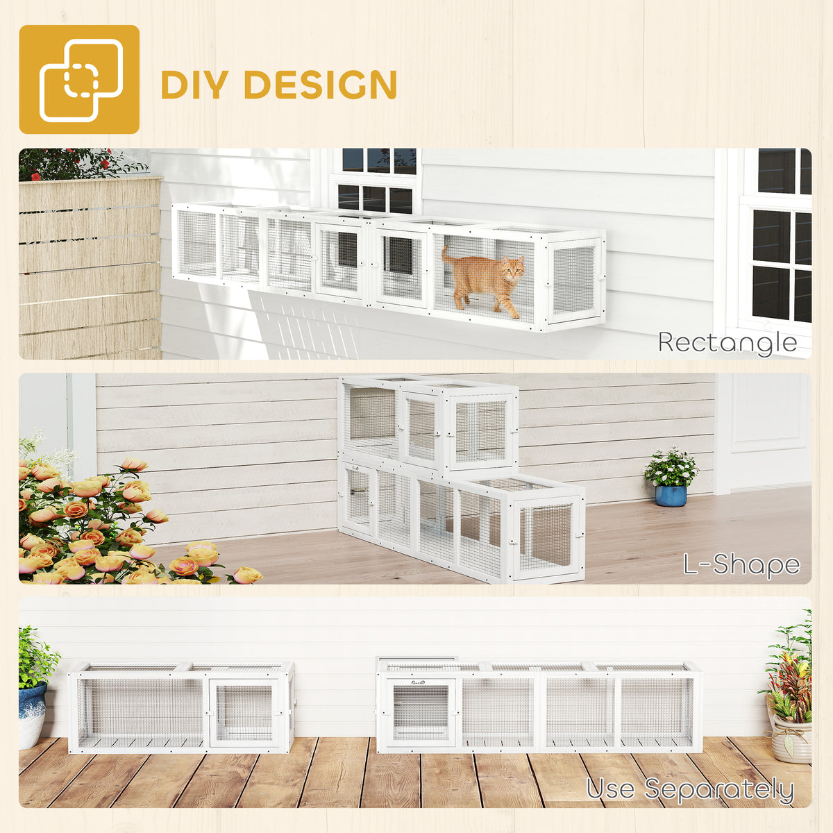 Outdoor Cat Tunnel Modular 8 Doors 98 Inch