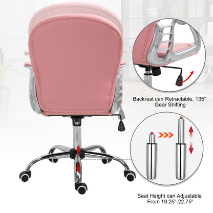 Office chair tufted synthetic leather decorative crystals