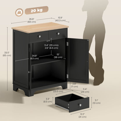 Kitchen Buffet Cabinet with Drawers and Adjustable Shelf