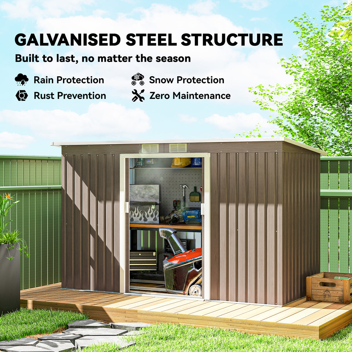 Galvanized Steel Garden Storage Shed with Foundation Kit