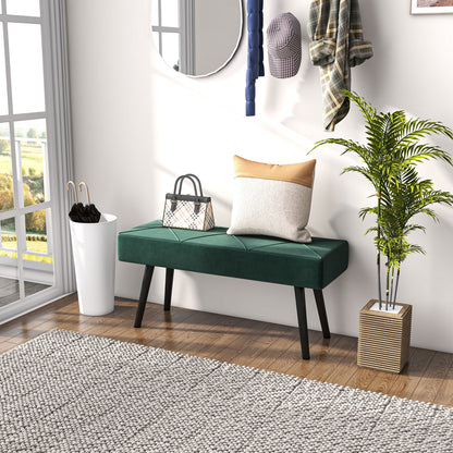 Upholstered Velvet Bedroom Bench — Steel Legs