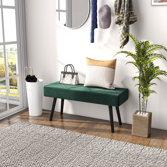 Upholstered Velvet Bedroom Bench — Steel Legs