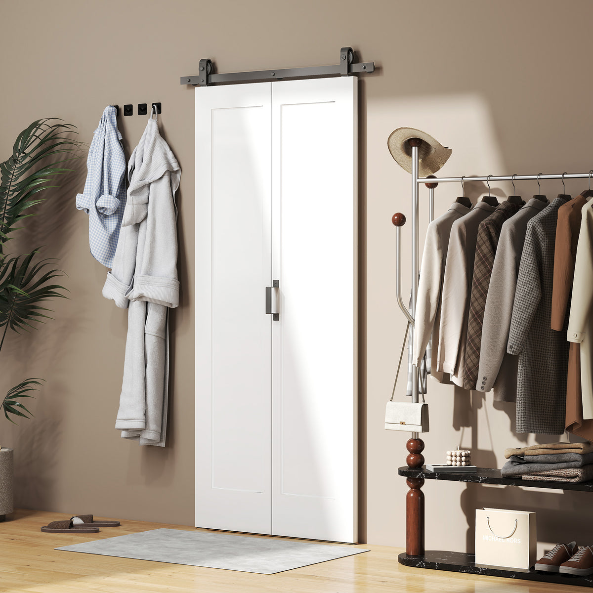 Puerta corredera plegable 35 pulg. x 83 pulg.