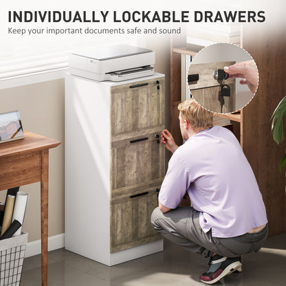 3-Drawer Farmhouse Filing Cabinet with Lock