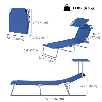 Folding Lounge Chair with Adjustable Sun Shade