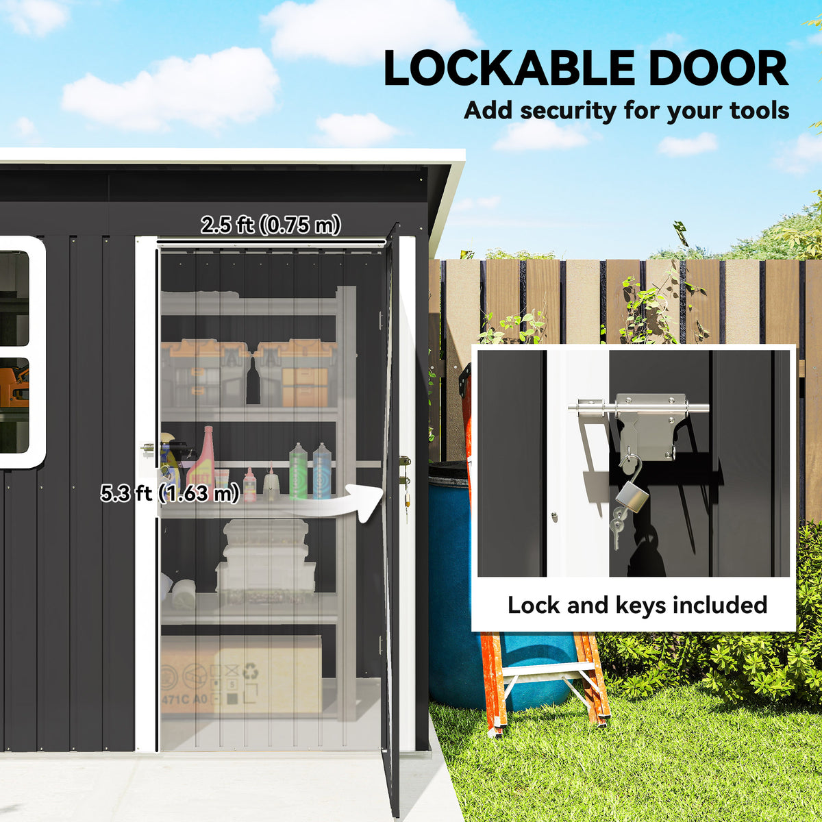 Galvanised Steel Outdoor Storage Shed 7' x 4' with Window