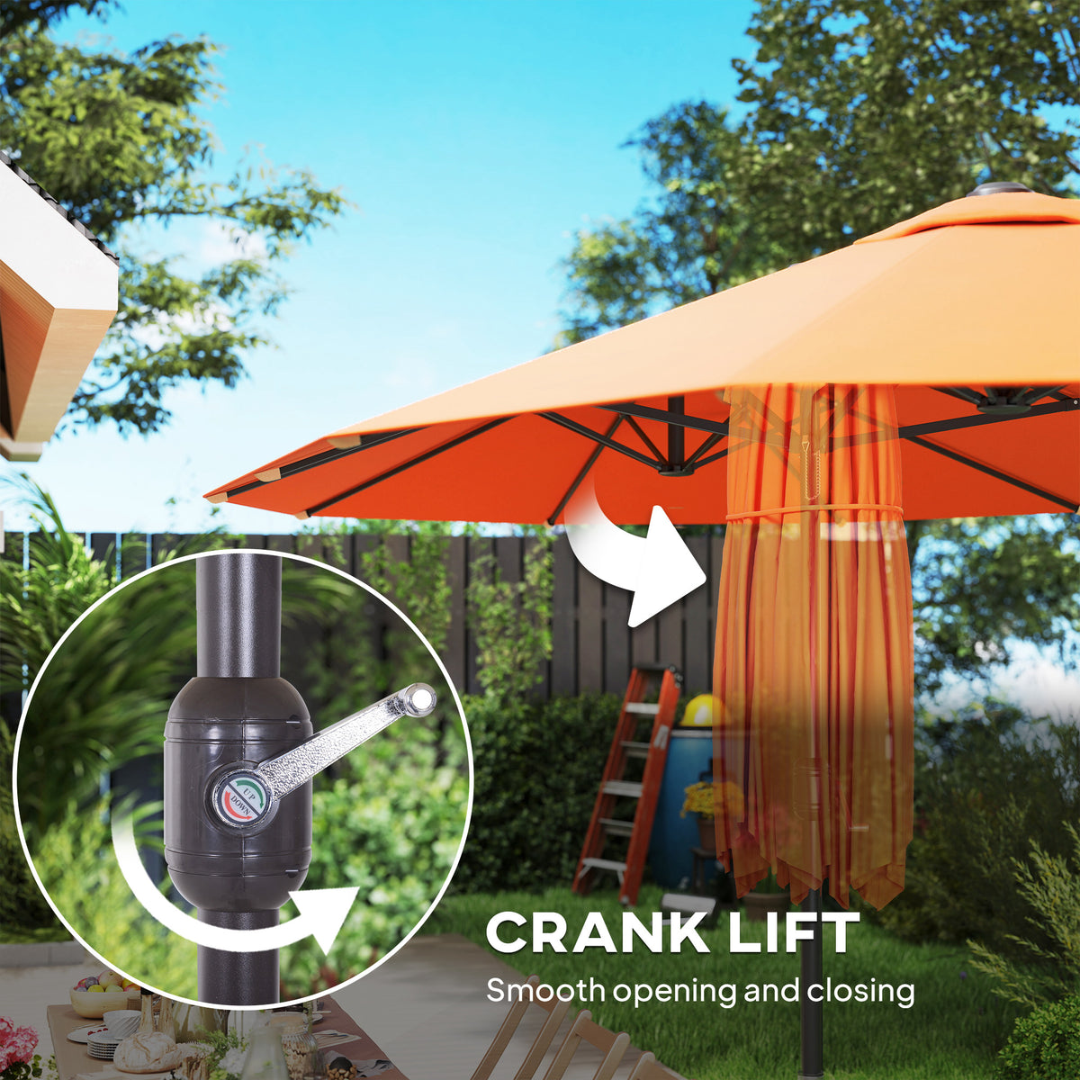 Double Canopy Patio Umbrella with Crank — 457 cm