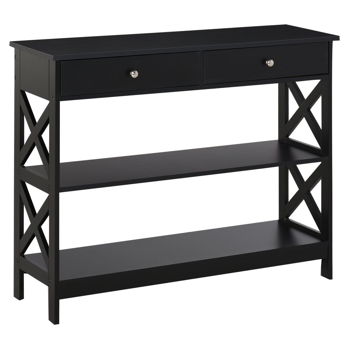 Mesa consola estrecha de 99 cm con cajones y estantes