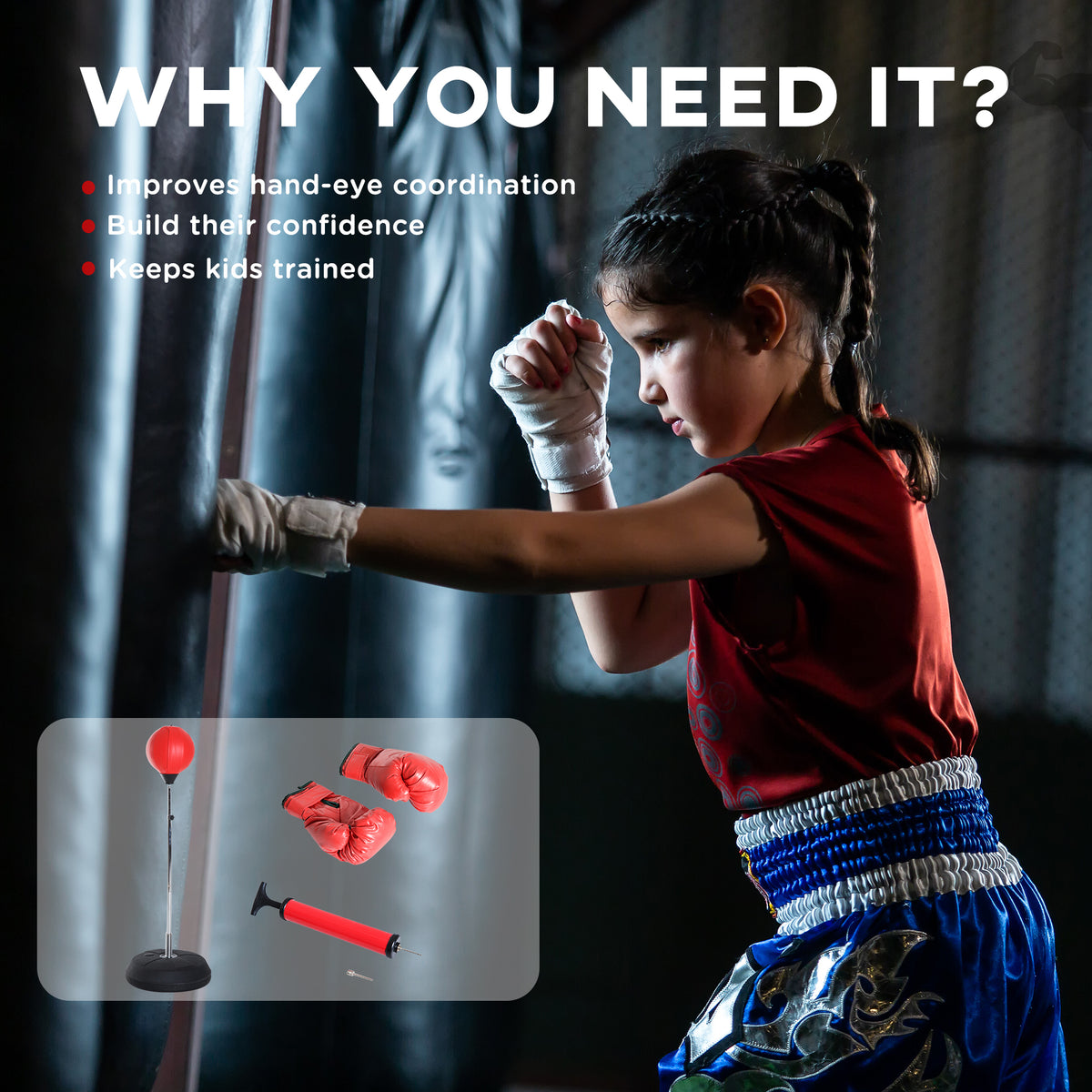 Freestanding Punching Bag with Stand Gloves and Pump