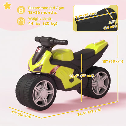 Bicicleta de equilibrio para bebé con forma de moto, música y ruedas anchas