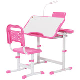 Escritorio infantil ajustable con silla y lámpara LED