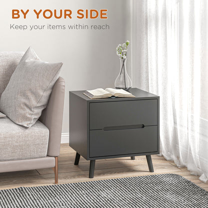 Modern 2-Drawer Nightstand with Wood Legs