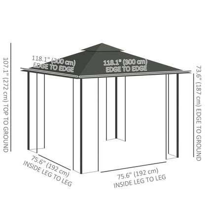 Steel Patio Gazebo Double-Tier Canopy 10x10 ft
