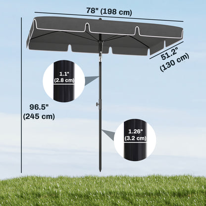 Rectangle Patio Umbrella 198 x 130 cm Tilting Aluminum
