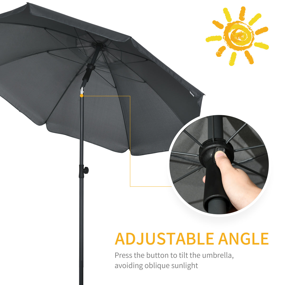 Sombrilla de playa inclinable UV50+ con toldo ventilado y volantes