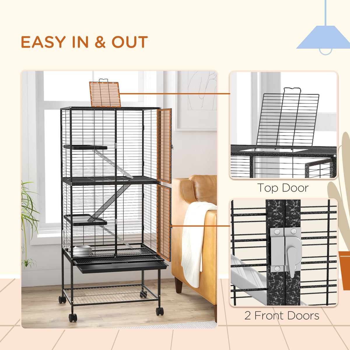 Rolling 4-Tier Small Animal Cage