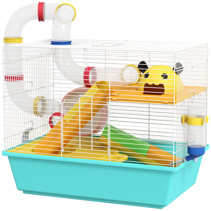 Multi-tier hamster cage with glass bottom