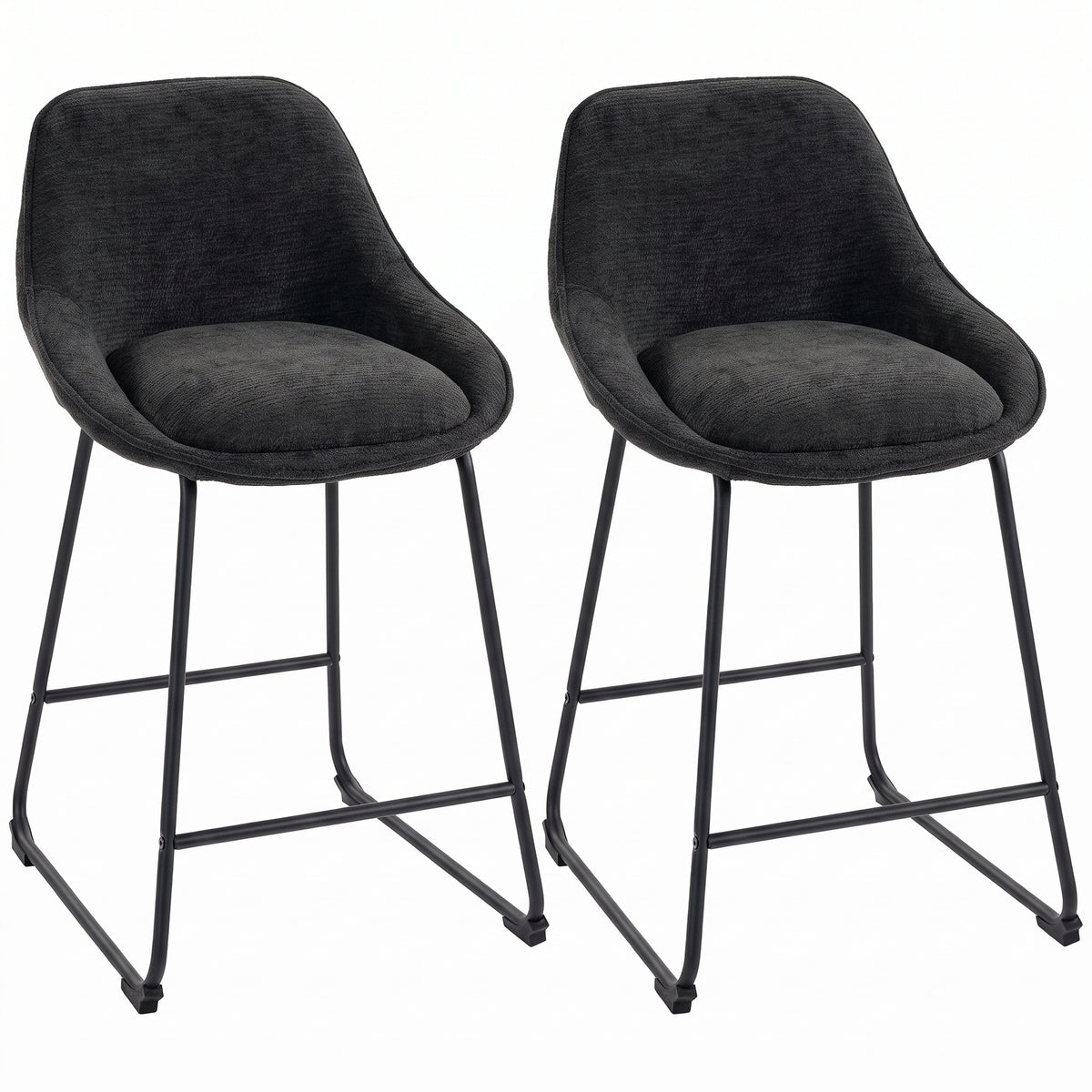 Set of 2 Chenille Bar Stools