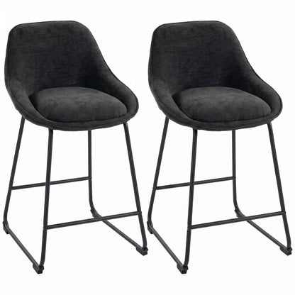 Set of 2 Chenille Bar Stools