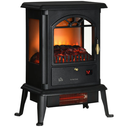 3D Infrared Electric Fireplace Stove — Black
