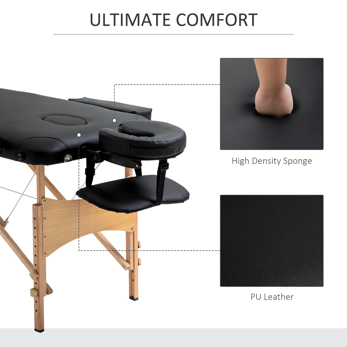 Portable folding wooden massage table