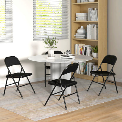 Padded Faux Linen Foldable Chairs — Set of 4