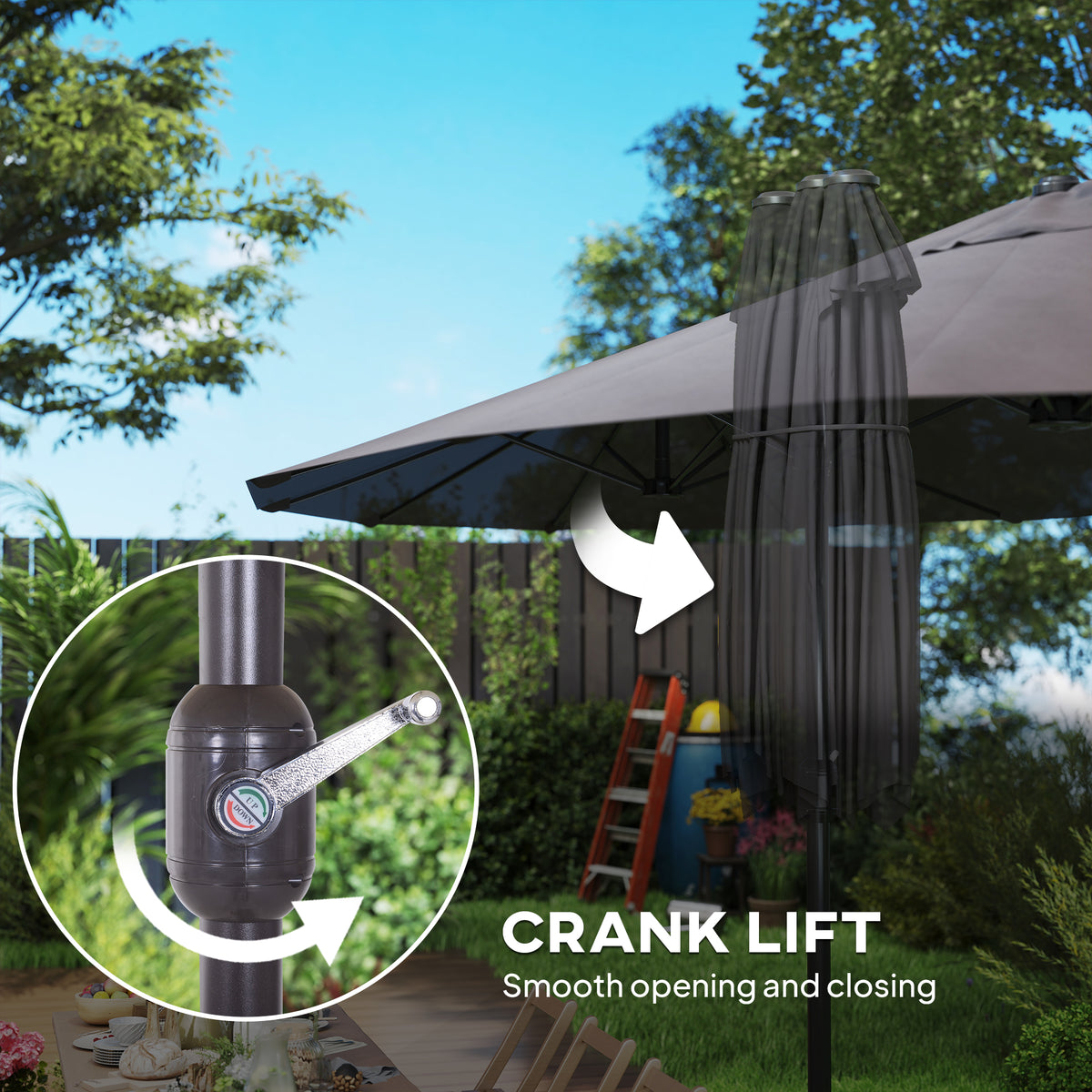 Double Canopy Patio Umbrella with Crank — 457 cm