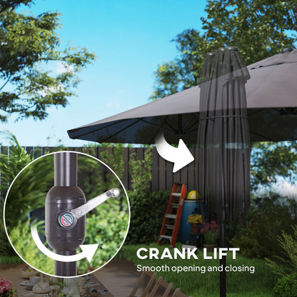 Double Canopy Patio Umbrella with Crank — 457 cm