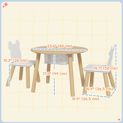 Kids table and chairs set with bear motifs — Set of 3