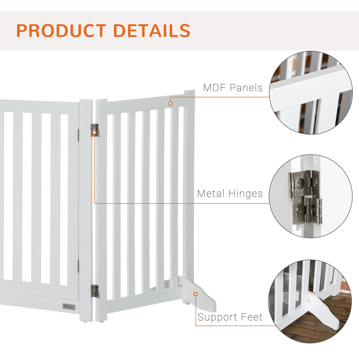 Foldable Dog Gate 3 Panels with Door