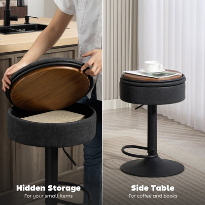 Set of 2 Bar Stools with Storage Swivel