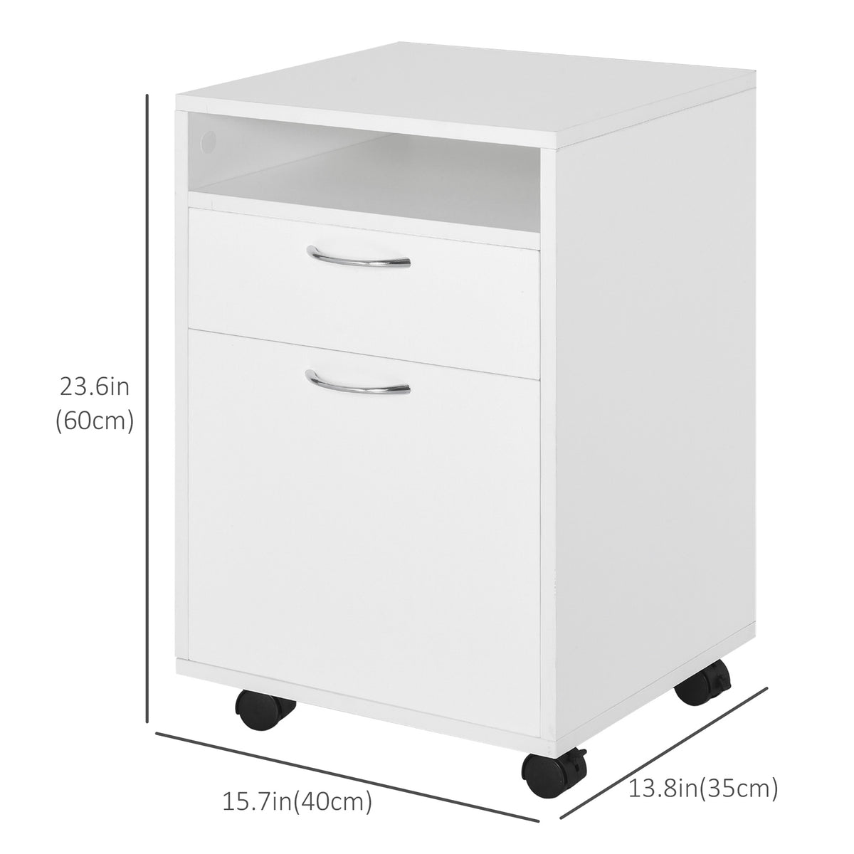 Compact Mobile File Cabinet with Shelf and Drawer